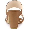 thumbnail image 2 of BLISSFUL STEP Women's Open Toe Chunky High Heel Slide Sandals Camel 8.5, 2 of 6