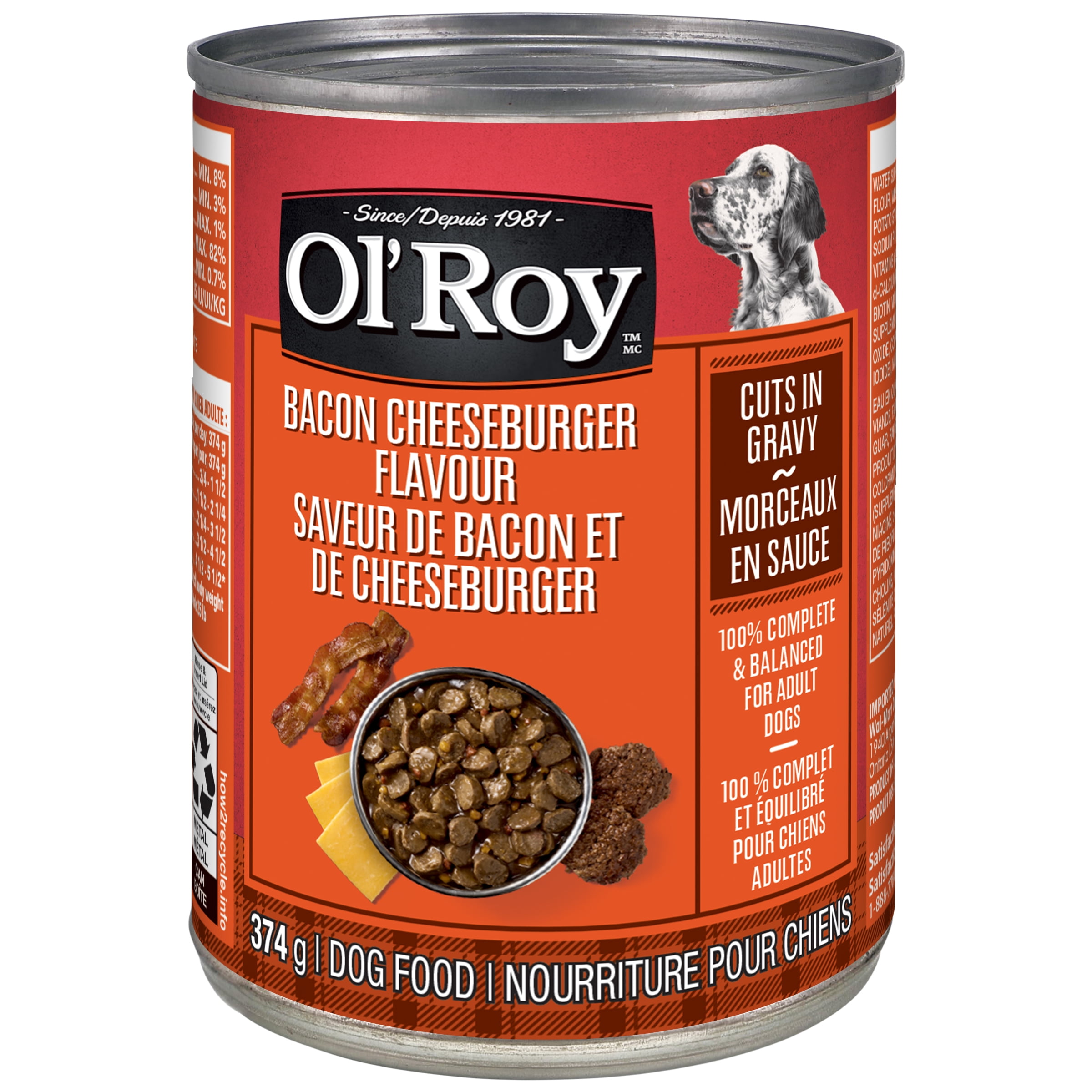 Nourriture humide pour chiens Saveur de bacon et de cheeseburger Ol’ Roy