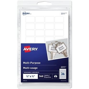 Avery Étiquettes Multi-usage Amovibles pour imprimantes à laser et jet d'encre, ½" x ¾" - 2311