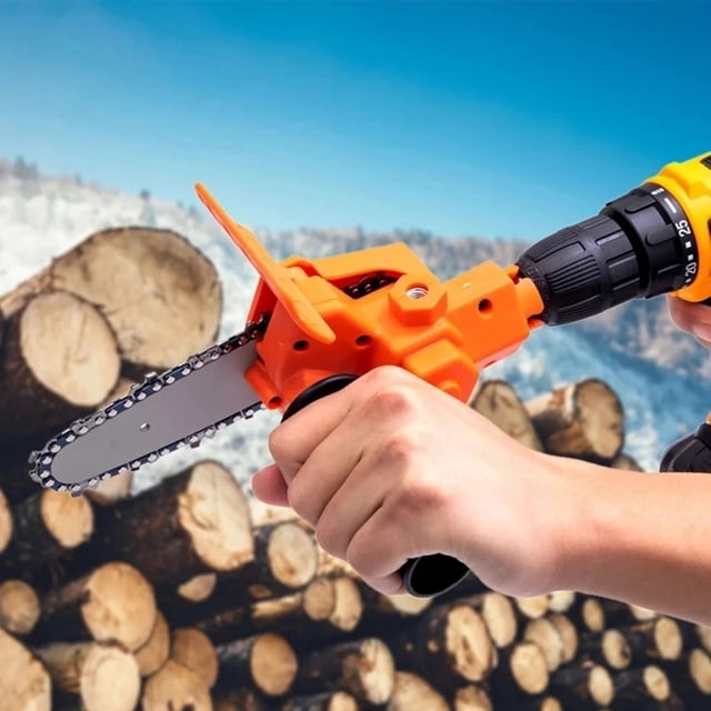 Chmadoxn Drill To Saw Adapter, Portable Chain Saw Sharpening Tool Set For Pruning Trees Wood Cutting Accessories Chain Saw