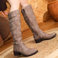 thumbnail image 2 of Womens Winter Boots With Belt Buckle Round Toe Low Heel Side Zipper Warm High Boots, 2 of 9