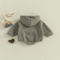 thumbnail image 4 of Baby Girls Boys Spring Autumn Hooded Romper Long Sleeve Contrast Color Romper with One Pocket, 4 of 9