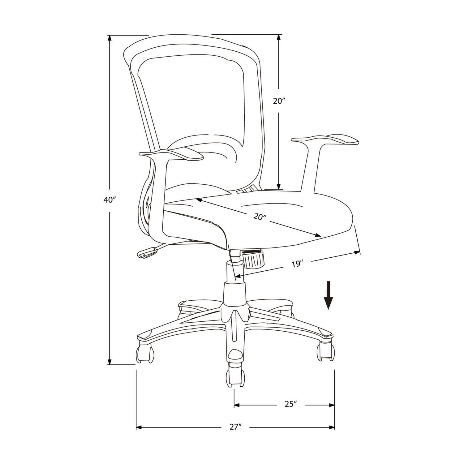 Monarch Specialties Chaise De Bureau, Hauteur Ajustable, Pivotant, Ergonomique, Appuis-bras, Bureau, Travail, Métal, Engrener, Noir, Contemporain, Moderne