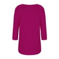 thumbnail image 3 of FAIWAD Oversized Tshirts for Women 3/4 Sleeve Button Decor Tops Cute Round Neck Basic Business Tees Blouses, 3 of 4