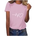 thumbnail image 1 of Diufon Hauts de la Saint-Valentin pour Femmes, Tunique Décontractée à Manches Courtes, Chandail à Col Rond, Blouse Tendance Mignonne à Imprimé Graphique, 1 of 6