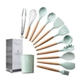thumbnail image 1 of Kitchen Utensils Set 11Pcs Silicone Non-stick Barreled Cooking Utensils Set Silica Gel Utensil Wooden Handle, 1 of 8