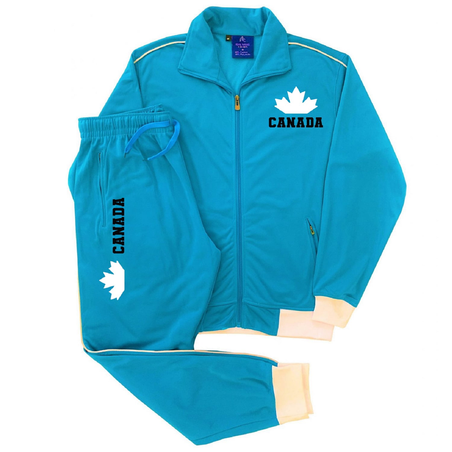 Men's Canada Print Designer Heritage Tracksuit With Track Jacket & Jogger Trackpants