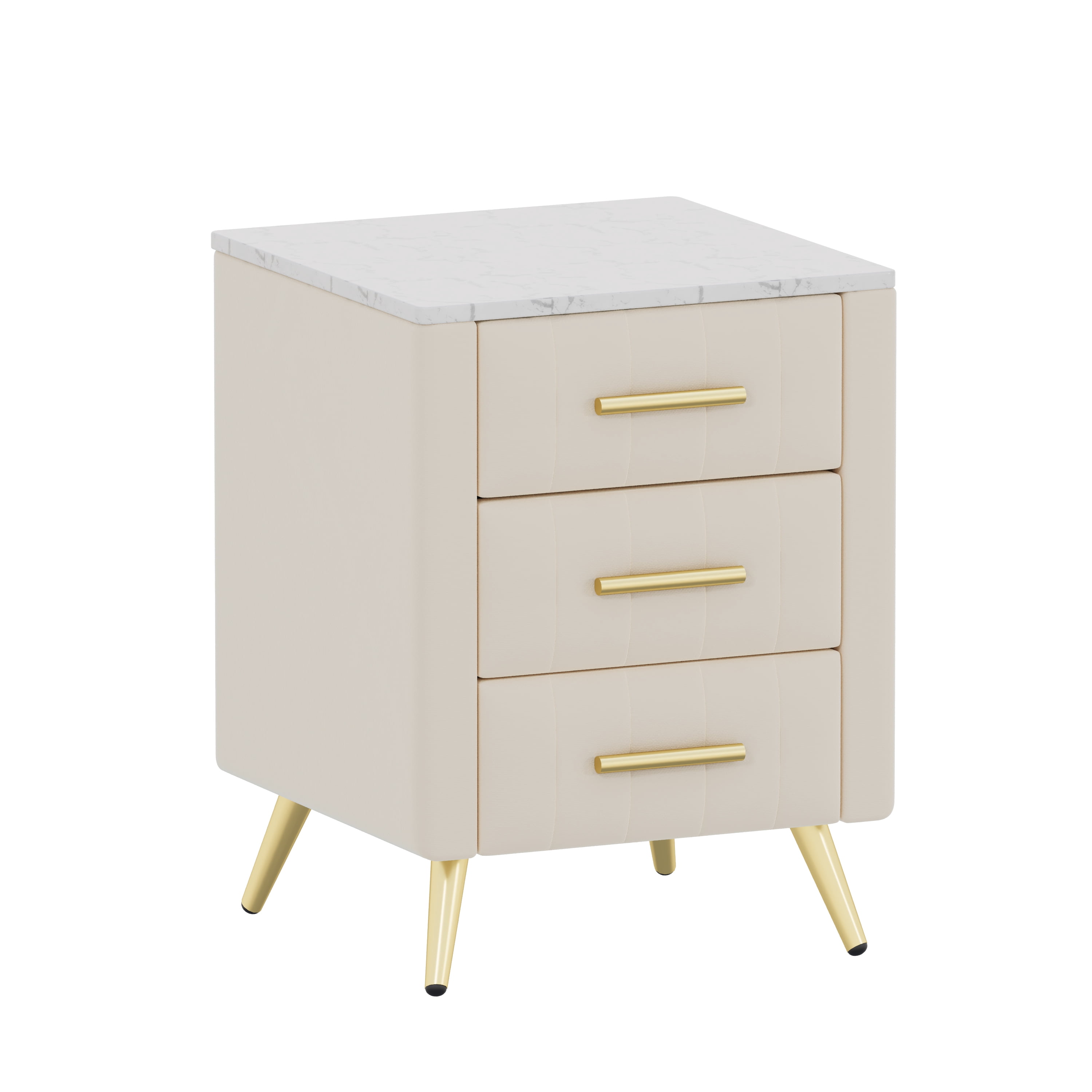 Table de chevet élégante en velours Noble House, beige