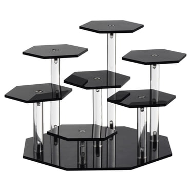 Unique Bargains Acrylic Display Stand 7 Tier Collectibles Display Organizer Holder Display Rack for Cupcake Dessert Action Figures Black