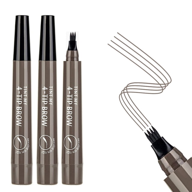 Eyebrow Pen - Waterproof Microblading Eyebrow Pen,Long Lasting,Easily Create Natural Eyebrow Makeup,Gray Brown