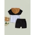 thumbnail image 4 of xiaxaixu Kid Boy Pants Suit, Casual Party Hooded Neck Short Sleeve Tops + Drawstring Solid Color Pants, 4 of 9