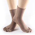 thumbnail image 5 of relayinert Soft Five Toe Socks Stretchable Cotton High Crew Socks Athletic Solid Socks Khaki 1Set, 5 of 5