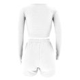 thumbnail image 3 of Hauts à Manches Courtes pour Femmes Mode Décontractée Unie Manches Longues Col Rond Ensembles de Pantalons Courts Légers d'Été pour Femmes, 3 of 8