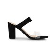 thumbnail image 3 of BLISSFUL STEP Sandales Mules à Talon Épais à Double Bride Transparente pour Femmes Noir 10, 3 of 8