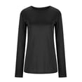 thumbnail image 4 of Long Sleeve Tops for Women Solid Color Casual Crew Neck T Shirts Fall Winter Basic Tees, 4 of 6