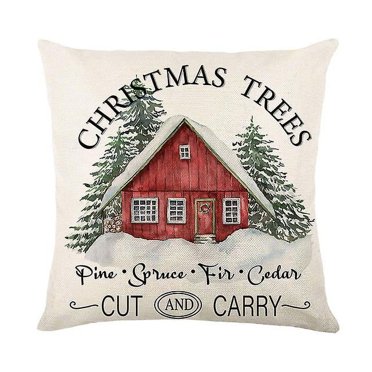 Housse de Coussin Joyeux Noël 45x45cm Taie d'Oreiller Décorations d'Hiver pour Maison Arbre Cerf Canapé Housse de Coussin