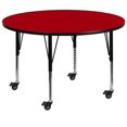 thumbnail image 1 of Mobile 42'' Round Red Thermal Laminate Activity Table - Height Adjustable Short Legs, 1 of 3
