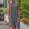 thumbnail image 1 of Ovzne Robes d'Été pour Femmes Robe d'Été pour Femme Col Rond Sans Manches Plissée Couleur Unie Robe en Lin Coupe Ample Grande Taille Robe Maxi Liquidation, 1 of 7