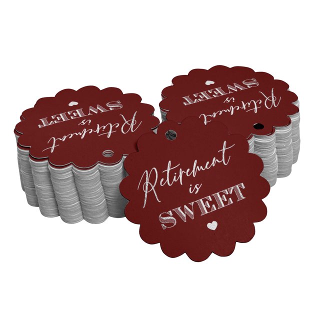 Inkdotpot Pack Of 50 Retirement Is Sweet Text Favor Paper Tags Craft Real Silver Foil Hang Tags
