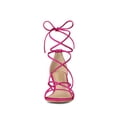 thumbnail image 2 of BLISSFUL STEP Sandales à Lacets à Brides à Talon Kitten pour Femmes pour la Rentrée Rose Vif 7, 2 of 8