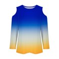 thumbnail image 5 of QIPOPIQ Hauts pour Femmes Manches 3/4 Chemises Col Rond Blouses Décontractées Amples Imprimé Dégradé T-Shirts en Liquidation, 5 of 5