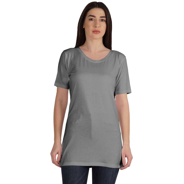 Inkmeso Plain Basic Tshirt Long Length Tee Short Sleeve Workout Top For Women