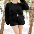 thumbnail image 3 of Women‘s Sweatshirt and Elastic Shorts 2 Piece Tracksuits with Long Sleeves, 3 of 9
