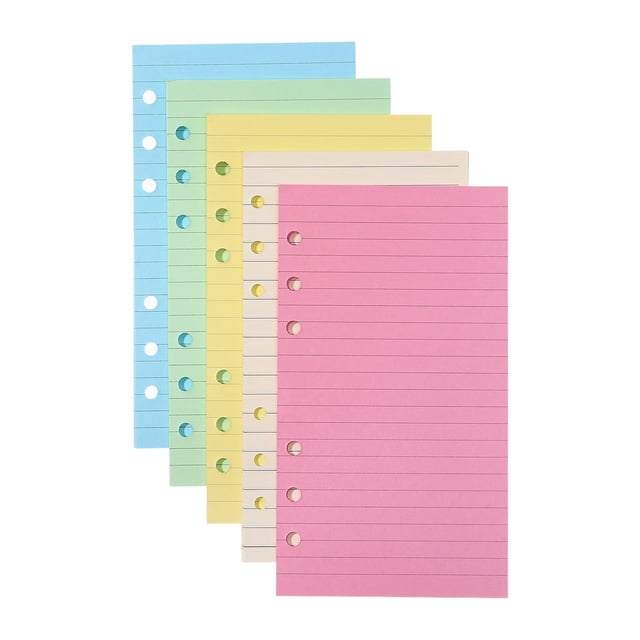 CHUANK STOBOK 50 Pages A6 Coloré 6 Trous Ligné Feuilles Mobiles Papier Planificateur Feuilles Mobiles Carnet Papier de Remplissage