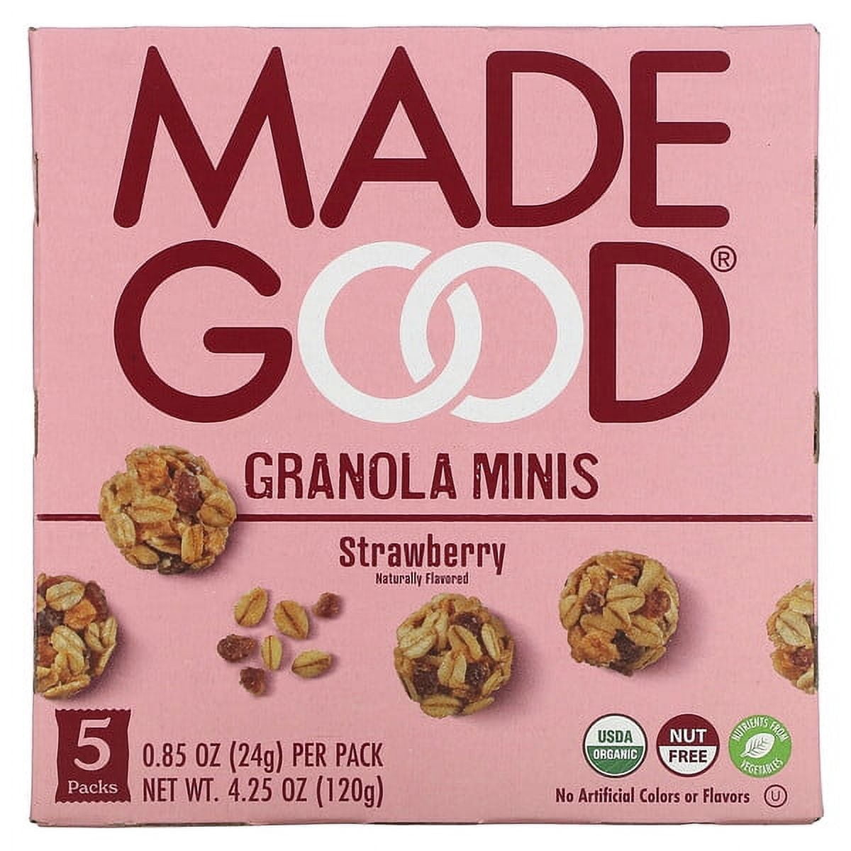 MadeGood, Minis Granola, Fraise, 5 Paquets, 0.85 oz (24 g) Chacun