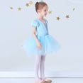 thumbnail image 3 of Justaucorps pour Filles, Danse Ballet, Robe Tutu à Jupe, Manches Courtes, Tenue de Danse, Robe de Princesse Elsa (avec Cape), 3 of 6