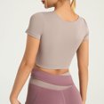 thumbnail image 4 of Timegard Hauts de Yoga pour Femmes Col Rond Manches Courtes Ajusté Confortable Court Extensible Entraînement Gym T-Shirts, 4 of 4