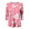 thumbnail image 3 of Chemises de la Saint-Valentin pour Femmes Tendance 2025 Imprimé Cœur Mignon Tunique Grande Taille Décontractée Été Manches 3/4 Blouses Col Rond Décontracté Saint-Valentin Imprimé Amour T-Shirt Manches Trois-Quarts, 3 of 3