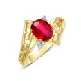 thumbnail image 3 of RYLOS Rings for Women 14K Yellow Gold Greek Key Designer Ring 9X7MM Gemstone & Diamond Ring July Ruby Jewelry Size 8, 3 of 7