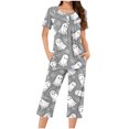 thumbnail image 1 of Jamicy Pyjama Confortable pour Femmes Ensemble Grande Taille Ample Imprimé d'Halloween Col Rond à Boutons Ensemble de Pyjama Capri Pyjama d'Halloween, 1 of 4