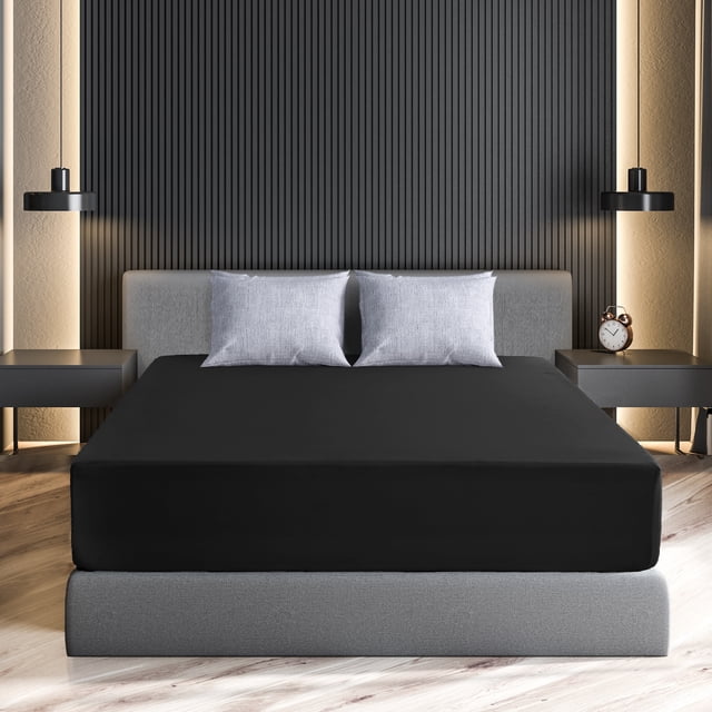 Lux Decor Collection Premium 1800 Ultra-Soft Microfiber Machine Made Deep Pocket Fitted Sheets - Twin, Black