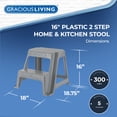 thumbnail image 2 of Gracious Living 16" Plastic 2 Step Portable Garage Home & Kitchen Stool, Gray, 2 of 10