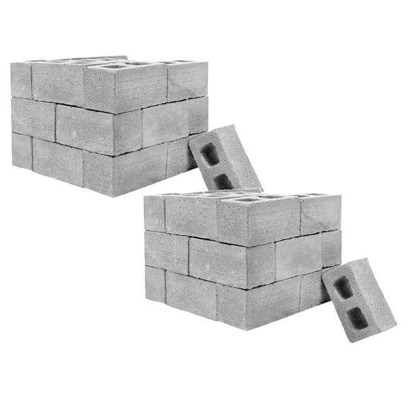 Jouets de Construction et de Construction / Ciment Construisez Votre Mur Gris Briques 32 Pcs Kit Éducatif Bricolage, Gris Foncé 2 Pcs