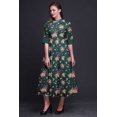 thumbnail image 3 of Bimba Floral Printed Roll Up Sleeves Button Down Mid-Calf Women Shirt Dress-XXX-Large, 3 of 5