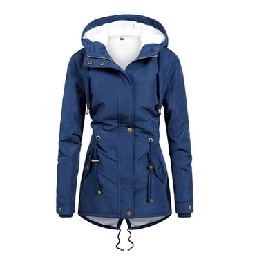 onlyliua Manteaux d'Hiver pour Femmes Liquidation Confort Douillet Manches Longues Manteau Classique Voyage d'Hiver Préparation Coton Décontracté Uni pour Voyager Bleu Foncé S Soldes Aujourd'hui Liquidation