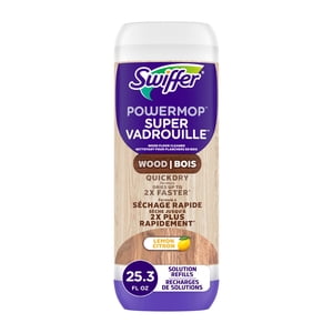 Swiffer Solution de recharge de bois Power Mop, QuickDry Nettoyeur de plancher de bois franc, Lemon Scent, 750 mL