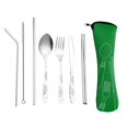 thumbnail image 1 of 8pcs/set Spoon Fork Set Stainless Steel Chopstick Straw Set Portable Dinnerware Kit  Black, 1 of 10