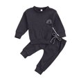 thumbnail image 1 of Kids Baby Solid Color Clothes Set, Baby Rainbow Embroidery Long Sleeve O-neck Tops + Drawstring Waist Long Pants, 1 of 8