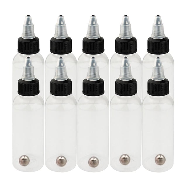 Tachiuwa 10 Pcs Plastic Empty Liquid Bottle with Twist Top Caps Leak 60ml