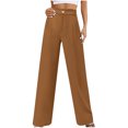 thumbnail image 1 of Diufon Womens High Waisted Pants Solid Color Wide Leg Pants Button Business Straight Trousers with Pockets, 1 of 6