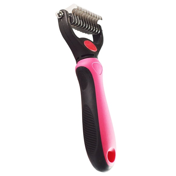 Pet Dematting Comb Blue Dog Grooming Brush with Stainless Steel Teeth Detangling Rake for Long Hair Dogs Cats Undercoat Care Loose Hair Grooming Tool