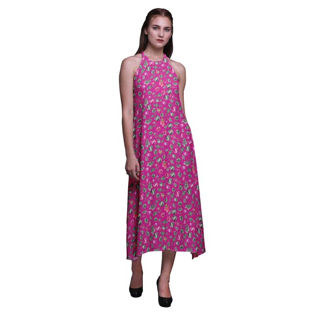 Bimba Robe de Plage d'Été à Dos Nu Imprimée Florale pour Femmes - Très Petit