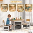 thumbnail image 4 of Qaba 3 Piece Kids Table and Chair Set with 6 Removable Drawers, Natural, 4 of 10