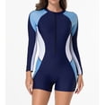 thumbnail image 4 of VgaVtl Rash Guard Wetsuit for Women Athletic Womens One Piece Swimsuits Zipper White Color Block Surf Suit, 4 of 9