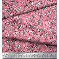thumbnail image 2 of Soimoi Silk Fabric Leaves & Floral Block Fabric Prints by Yard 42 Inch Wide, 2 of 3