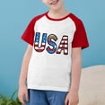 thumbnail image 1 of MKOSPLRT USA Shirts T - pour Tout-Petits Drapeau Américain T-Shirts Manches Courtes à Blocs de Couleur Raglan T-Shirts Col Rond T-Shirts Jour de l'Indépendance T-Shirts Rentrée Scolaire, 1 of 7